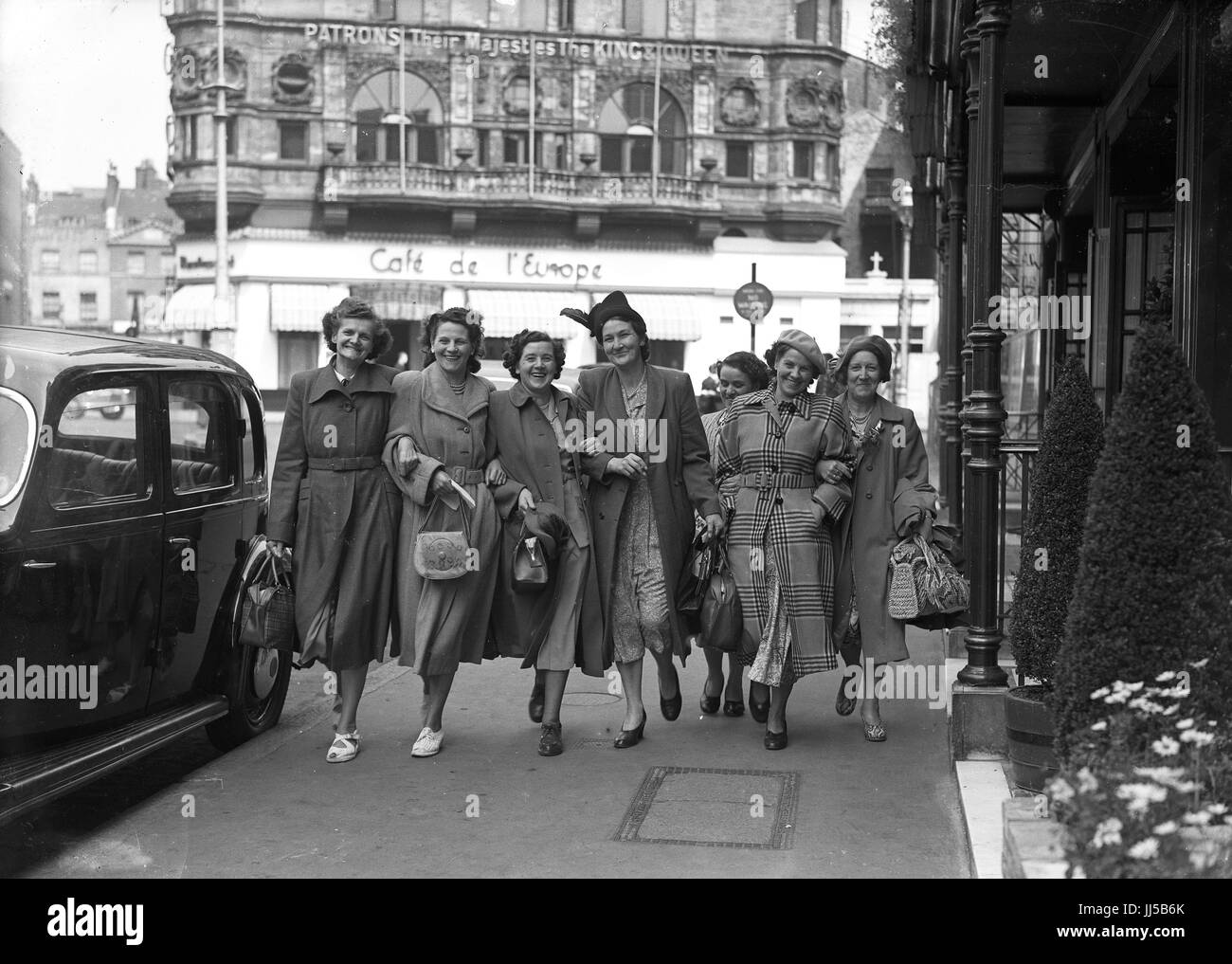 Ladies girls day out in Leicester Square, London 1949. Stock Photo