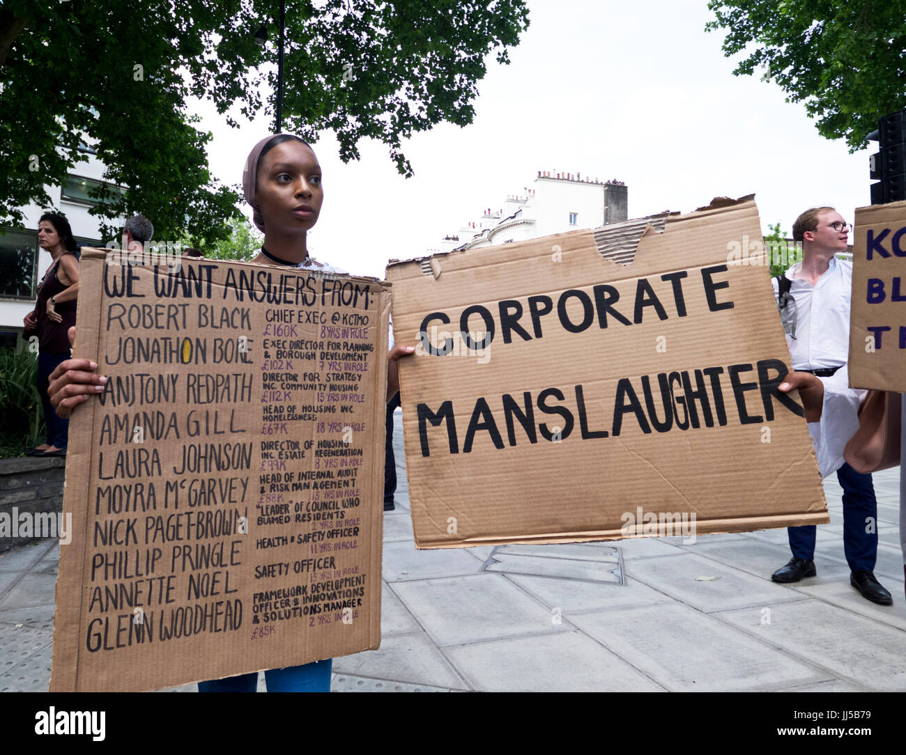 Following the fire at Grenfell Tower, friends and members of the community marched  from Shephards Bush to Westminster on  the Day of Rage.  21 June 2017 Stock Photo