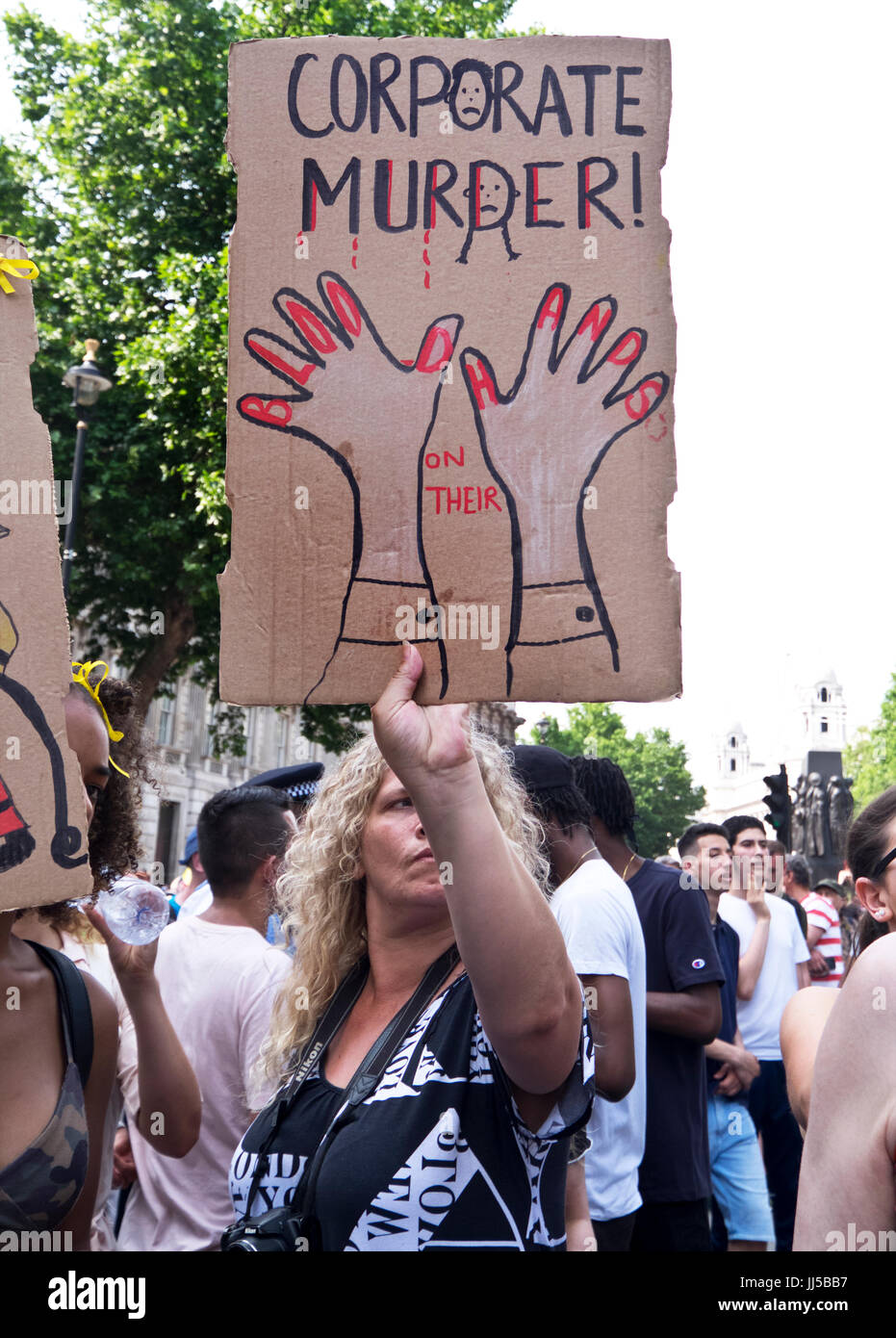 Following the fire at Grenfell Tower, friends and members of the community marched  from Shephards Bush to Westminster on  the Day of Rage.  21 June 2017 Stock Photo