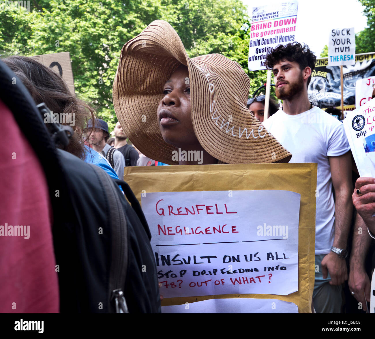 Following the fire at Grenfell Tower, friends and members of the community marched  from Shephards Bush to Westminster on  the Day of Rage.  21 June 2017 Stock Photo