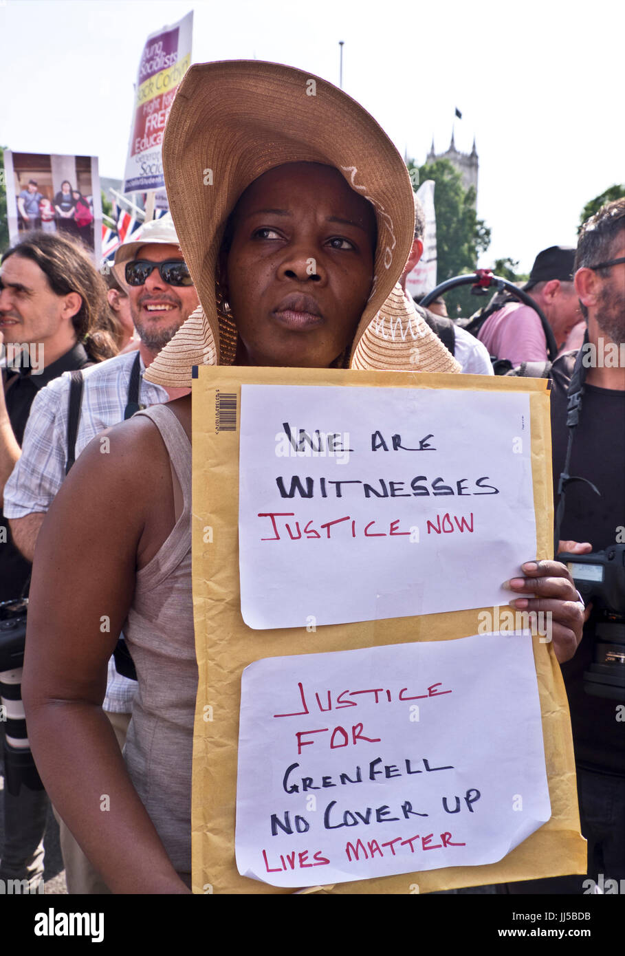 Following the fire at Grenfell Tower, friends and members of the community marched  from Shephards Bush to Westminster on  the Day of Rage.  21 June 2017 Stock Photo