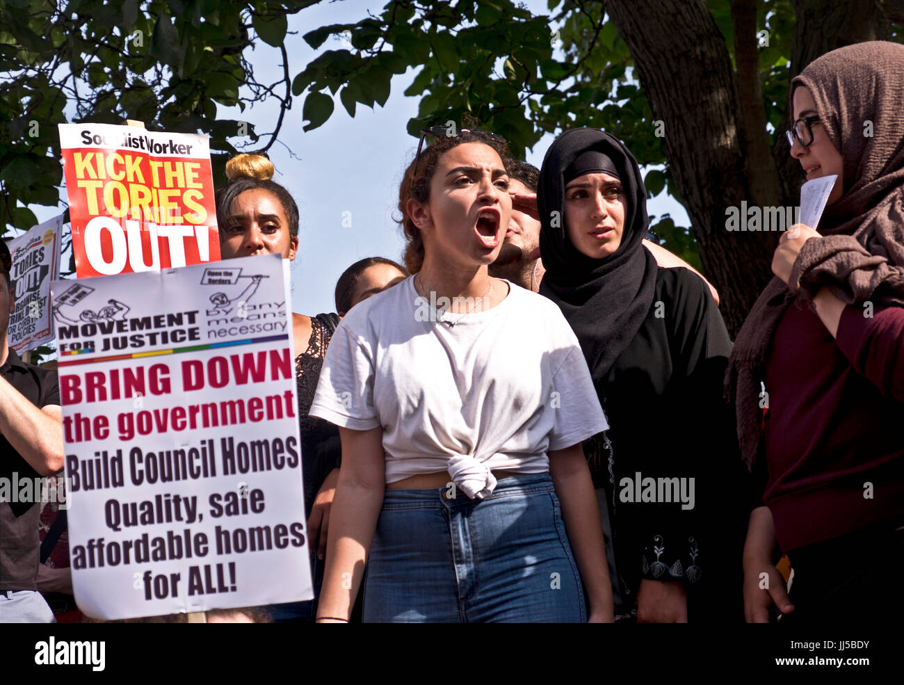 Following the fire at Grenfell Tower, friends and members of the community marched  from Shephards Bush to Westminster on  the Day of Rage.  21 June 2017 Stock Photo