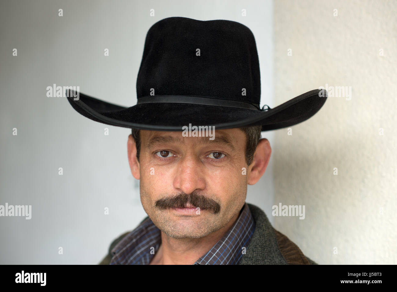 Portrait of a Gabor Rom man moustaches and traditional black hat, Valeni, Transylvania, Romania Stock Photo - Alamy