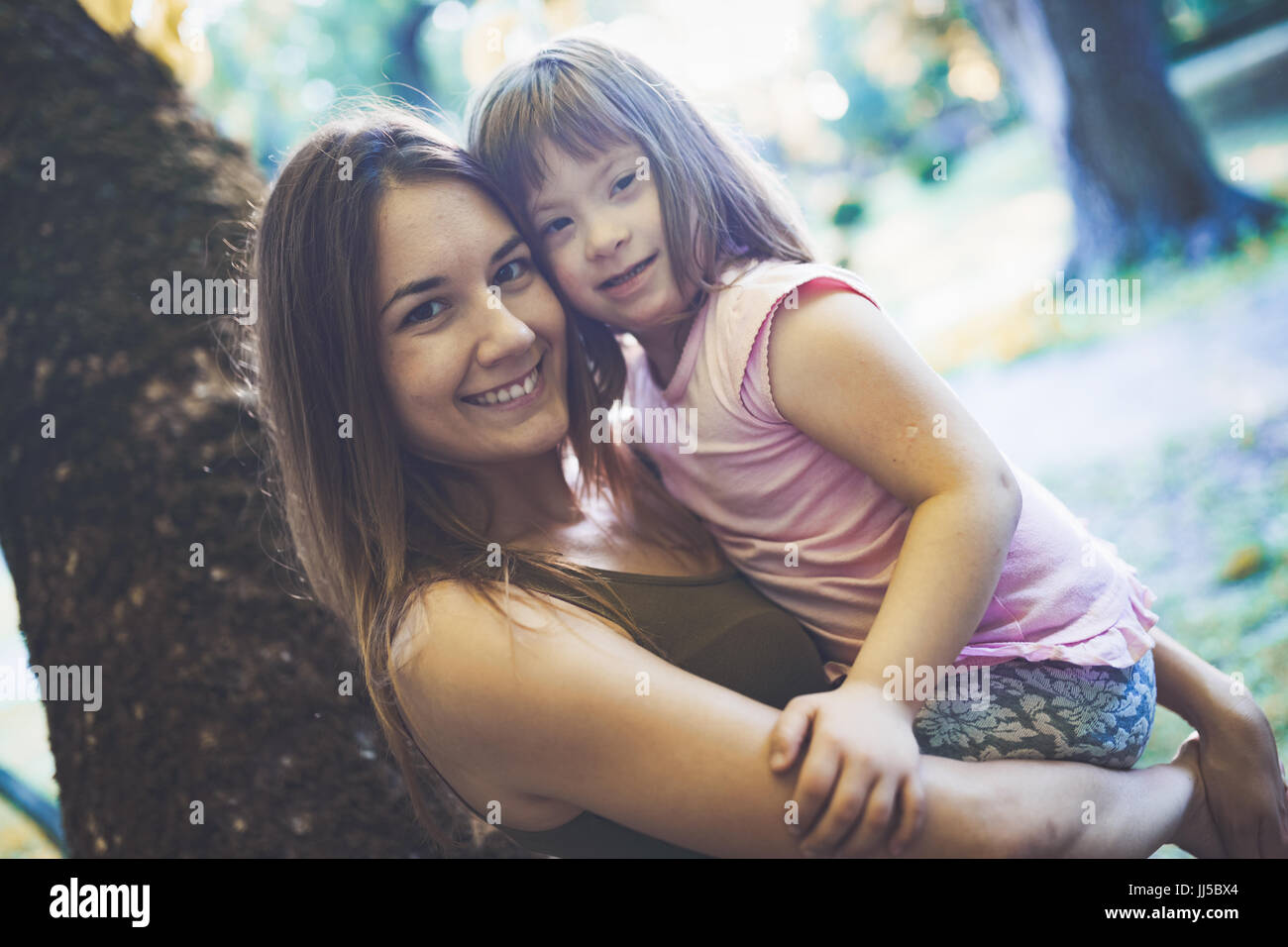 Picture of mother and child with special needs Stock Photo