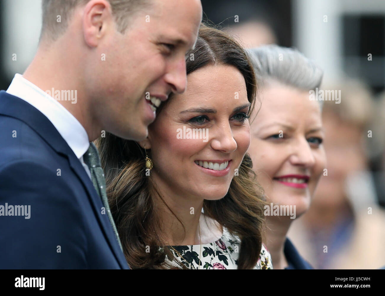The Duke and Duchess of Cambridge visit the former Nazi concentration camp at Stutthof, near Gdansk, on the second day of their three-day tour of Poland. Stock Photo