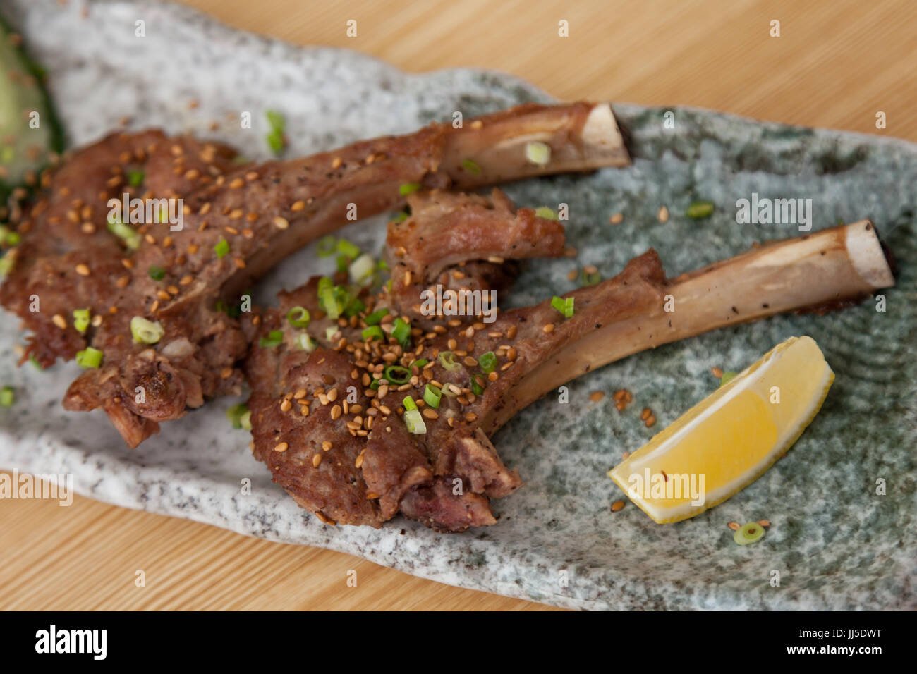 The View of Delicious Japanese Food Roast Mutton Chops on the Table