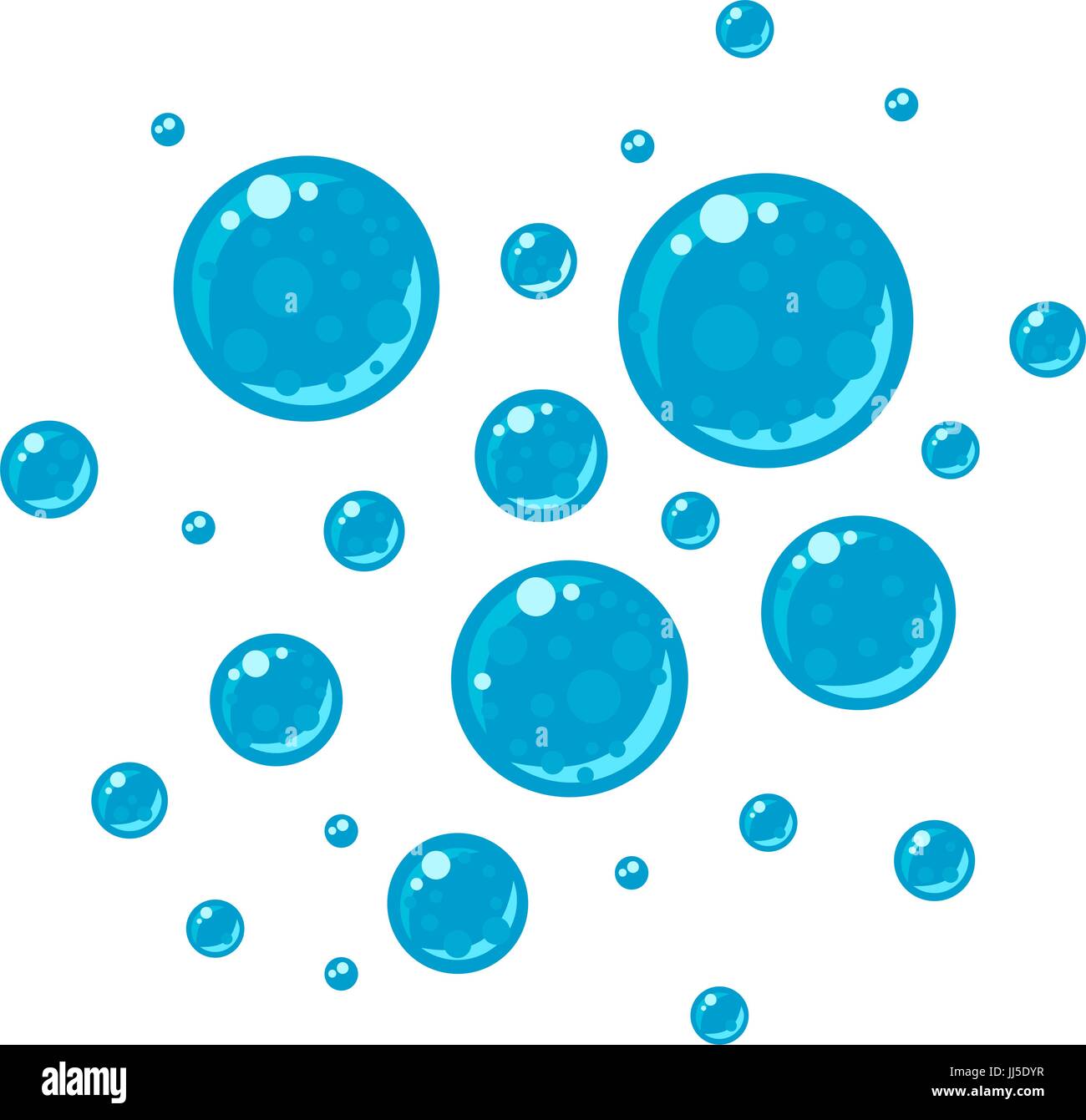 Soap bubbles in flat style isolated on white background. Stock Vector