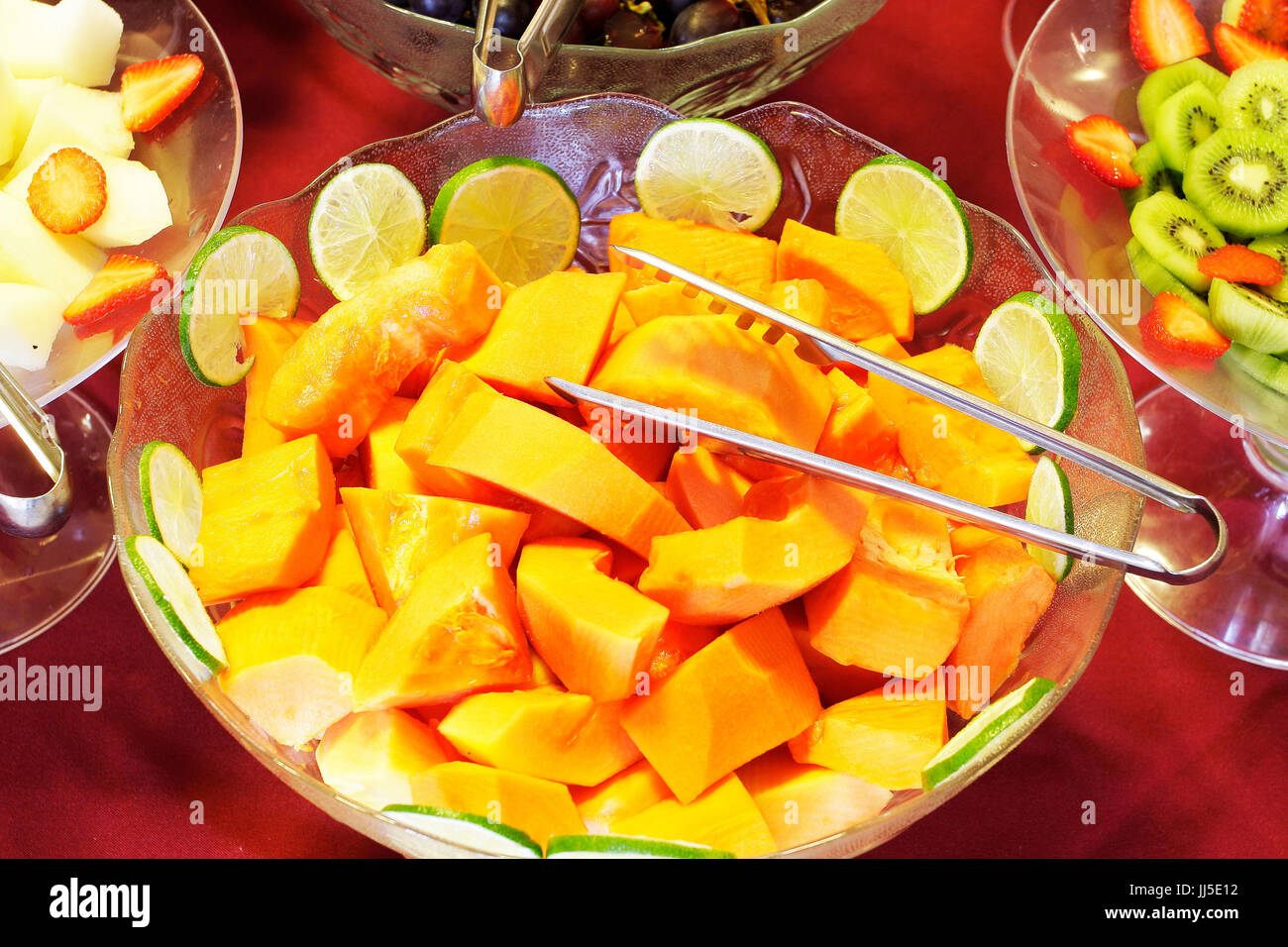 Fruit, bowl, breakfast, served, papaya, sweet, Brazil Stock Photo