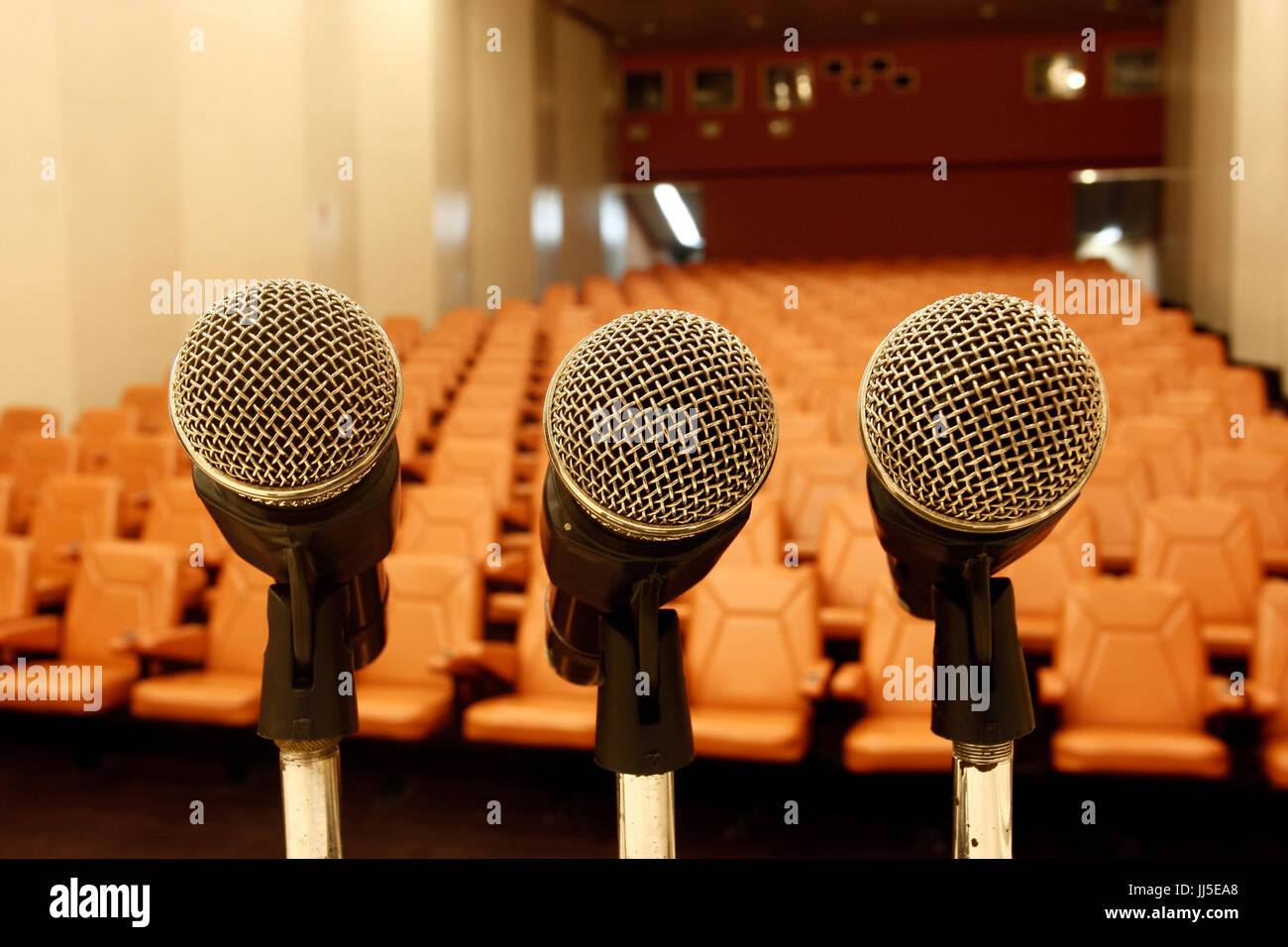 Auditorium, seat, microphone, three, audience, Brazil Stock Photo