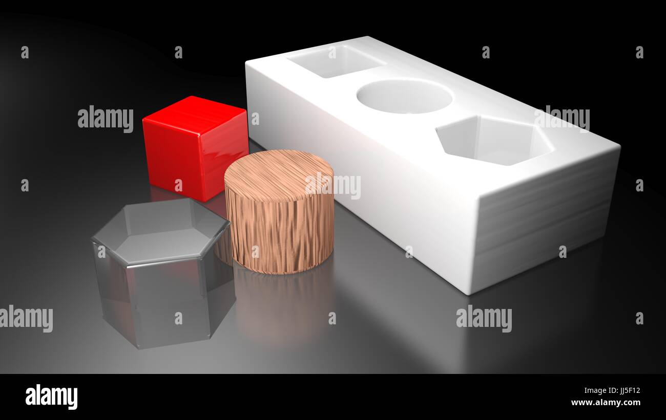 3D shapes to be inserted in the holes Stock Photo Alamy