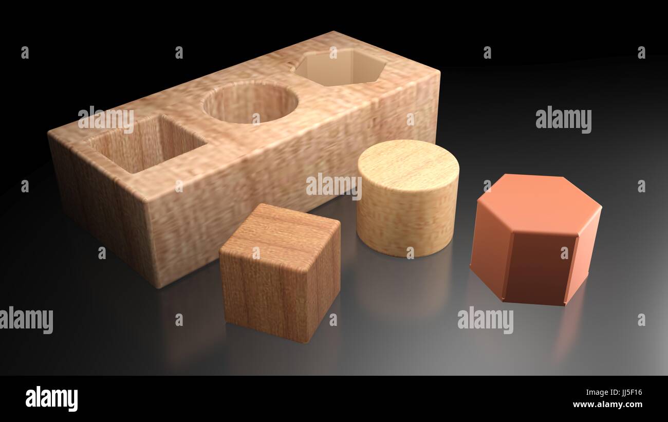 3D shapes to be inserted in the holes Stock Photo Alamy
