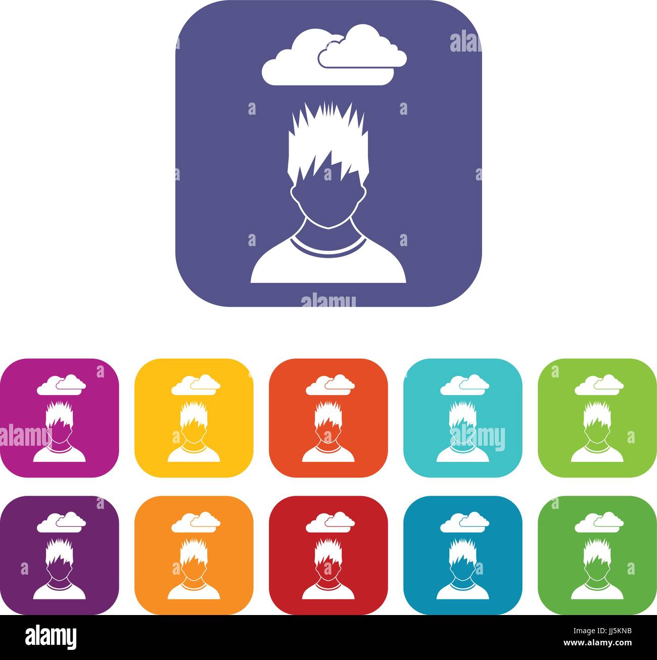 Depressed man with dark cloud over his head icons Stock Vector Image ...