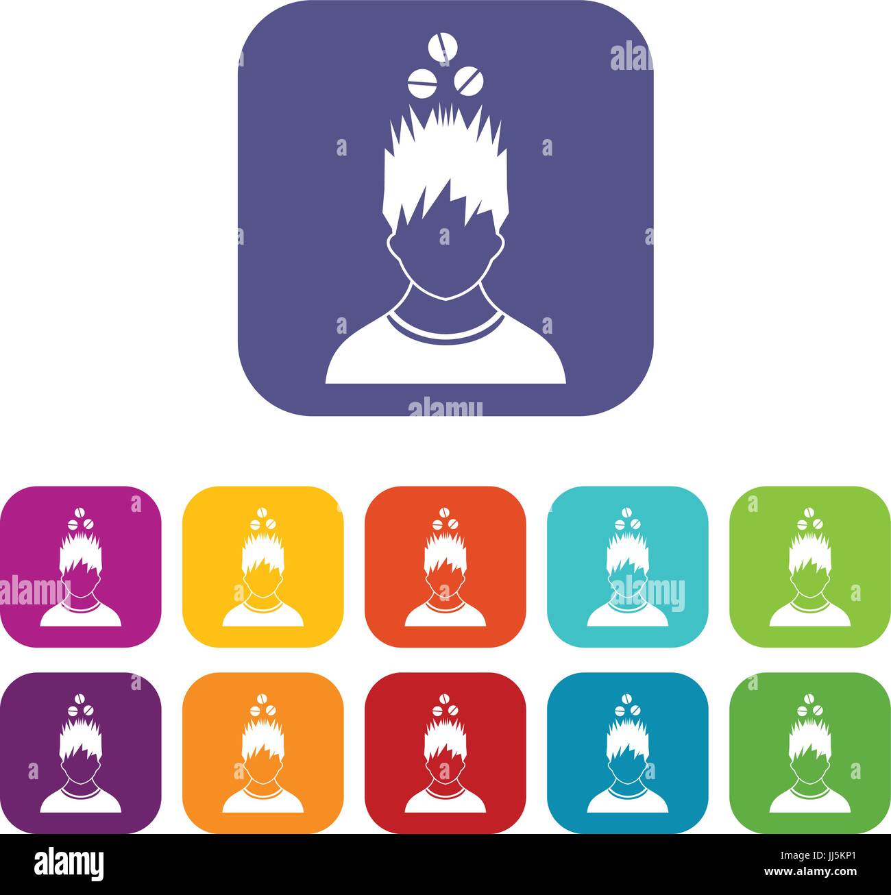 Man with tablets over head icons set Stock Vector Image & Art - Alamy