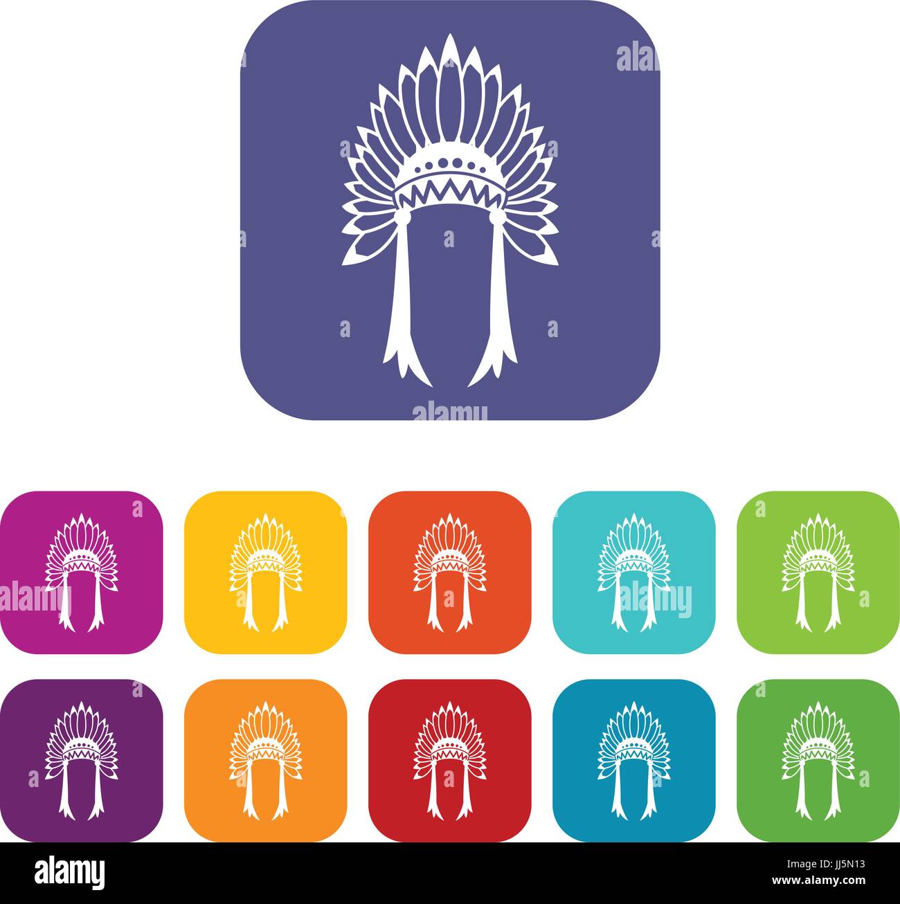 indian-headdress-icons-set-stock-vector-image-art-alamy