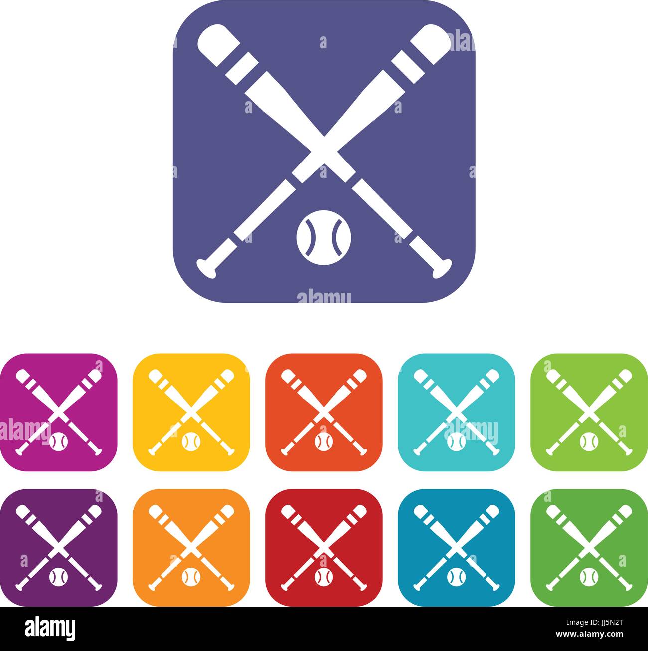 Baseball bat and ball icons set Stock Vector