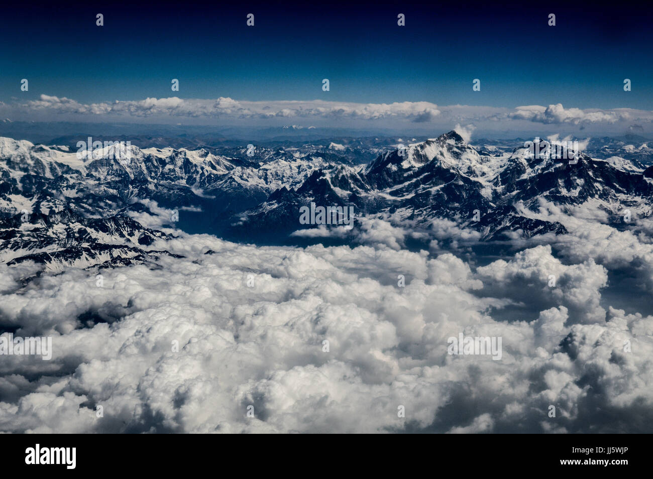 Aerial view of the Himalayas mountain ranges from an airplane Stock ...