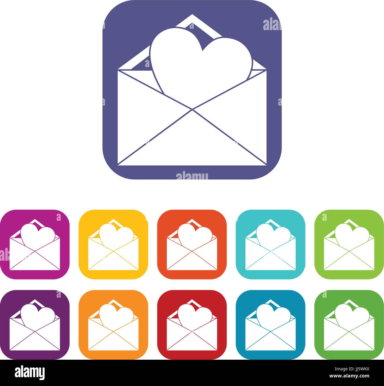 Open envelope with heart icons set Stock Vector Image & Art - Alamy