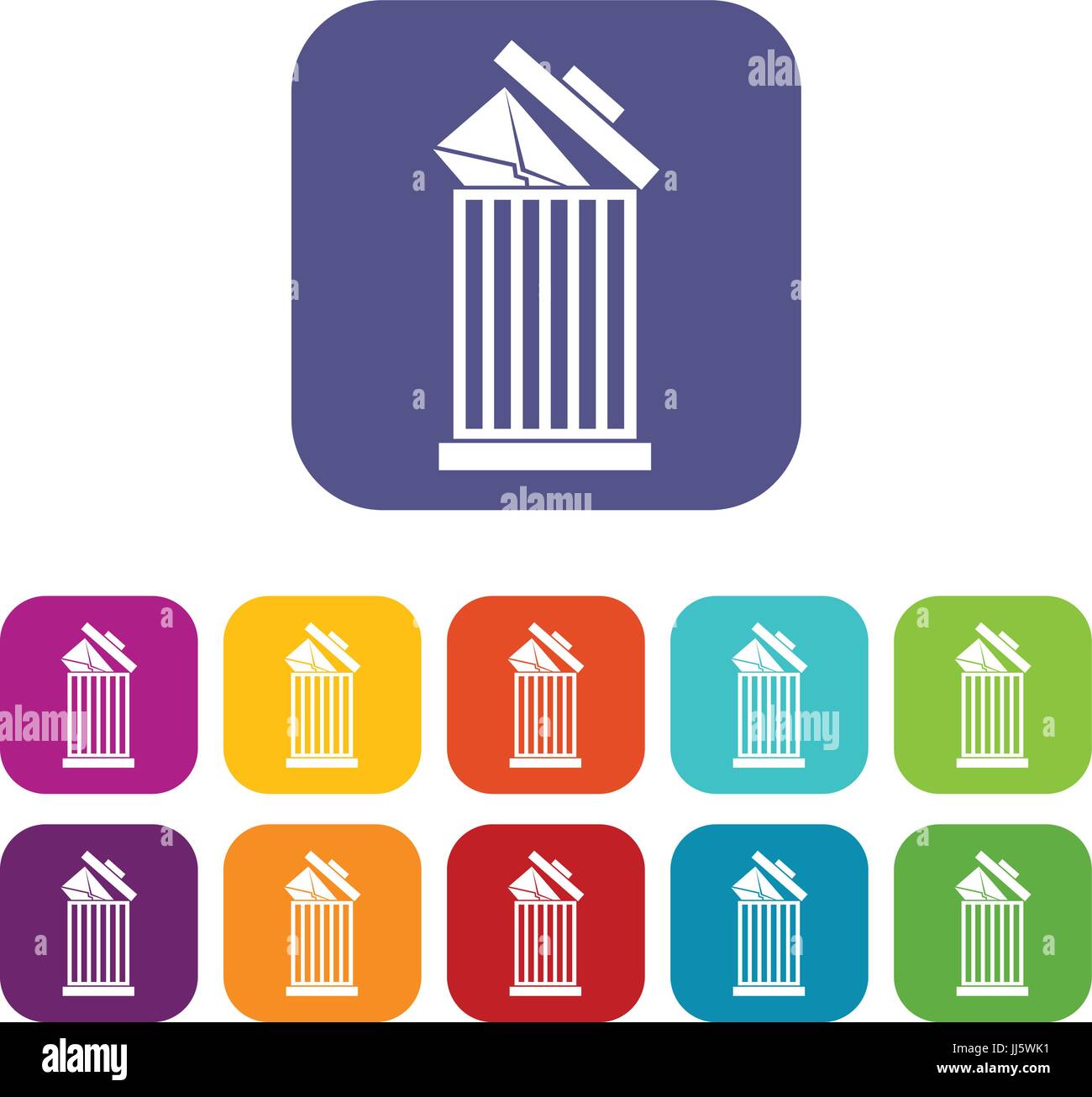 Envelope in trash bin icons set Stock Vector Image & Art - Alamy