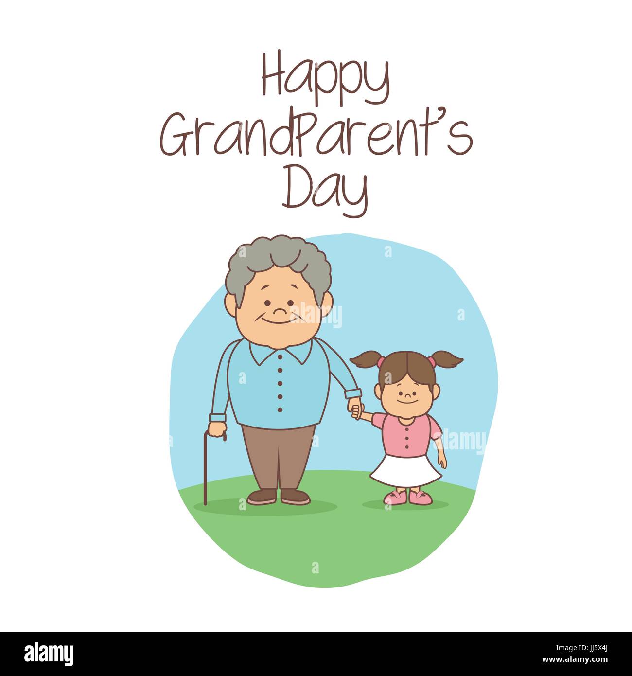 Download White Background With Scene Grandpa Holding Hand A Girl Happy Grandparents Day Stock Vector Image Art Alamy