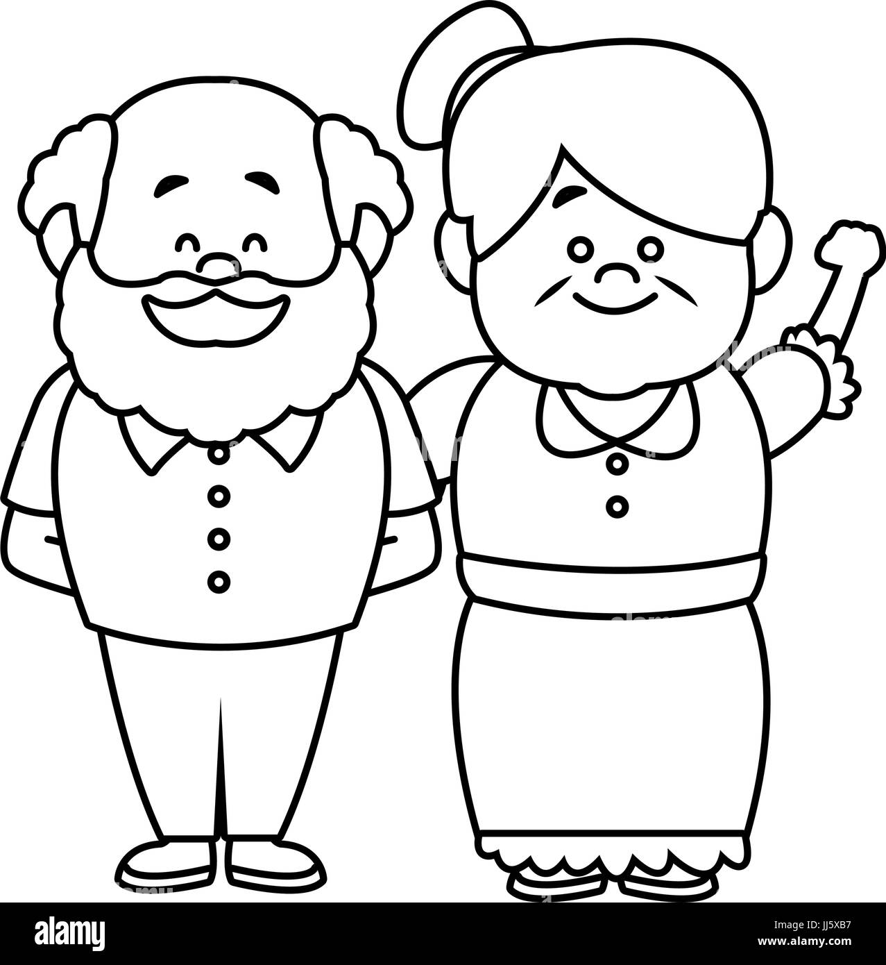 happy grandpa and grandma parents standing together Stock Vector Image