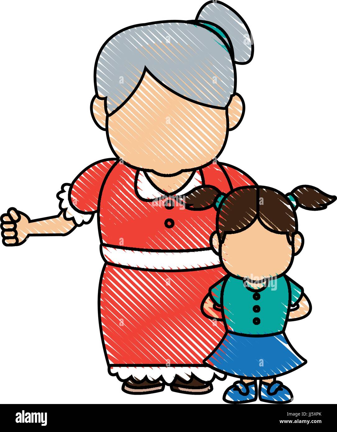 little girl and grandmother together family Stock Vector