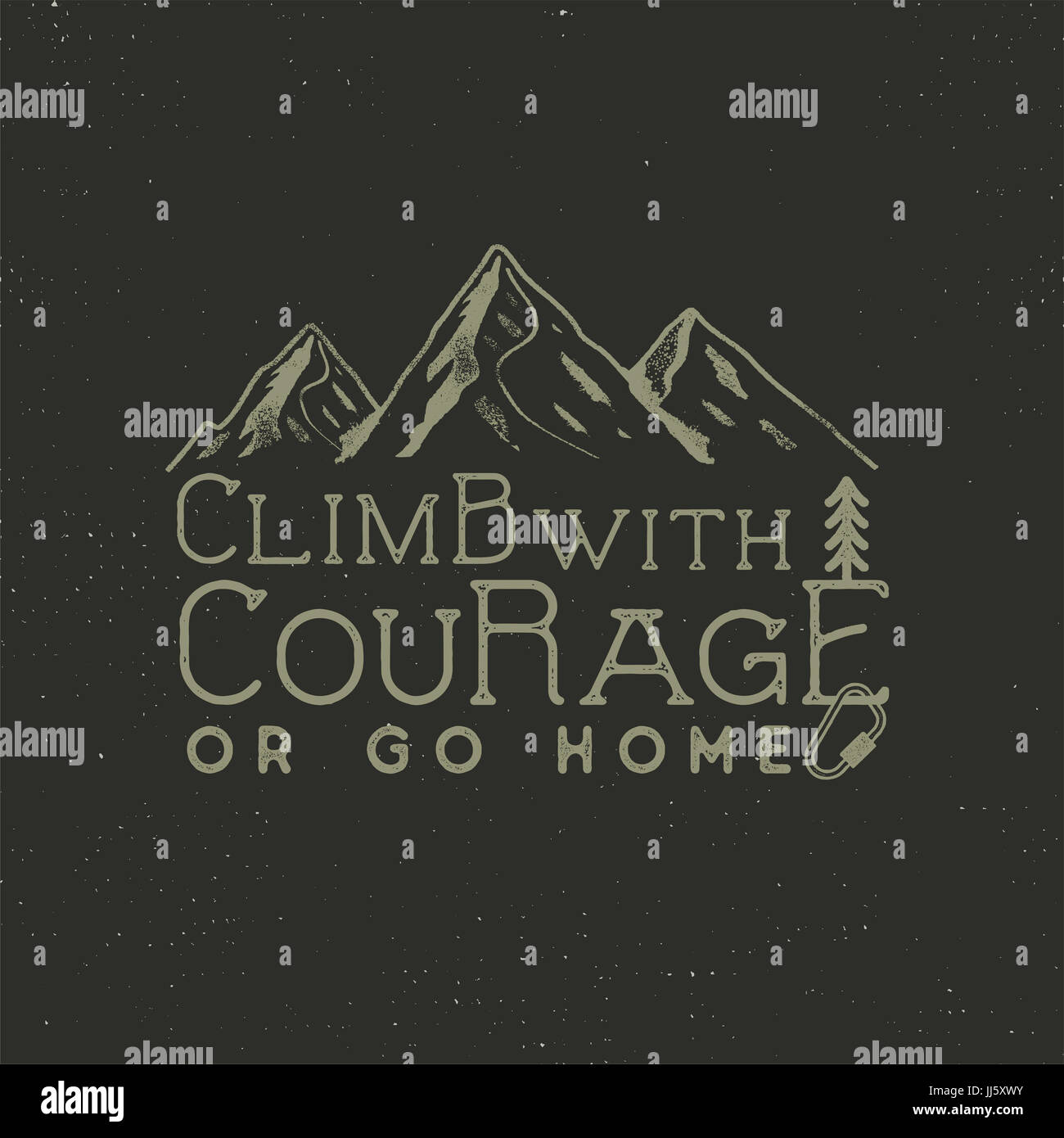 Climbing vintage label design. Hand drawn badge with mountain, climb