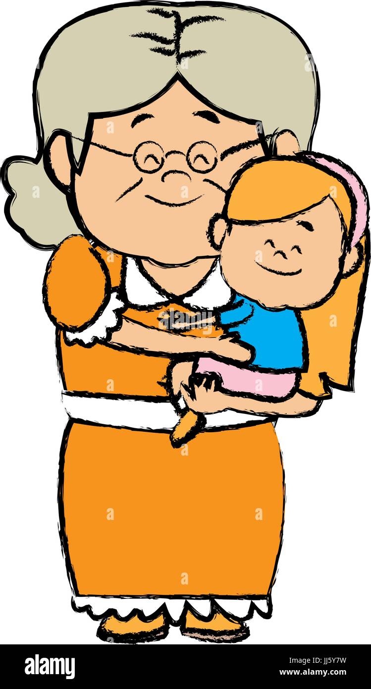 little girl and grandmother together family Stock Vector Image & Art ...