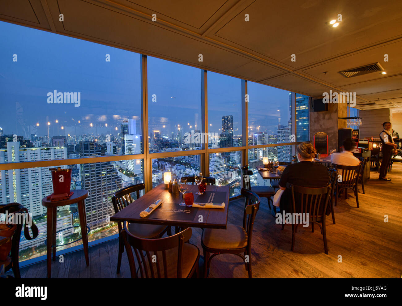 Fine dining with a view, Bangkok, Thailand Stock Photo