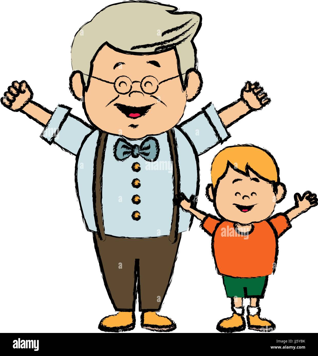 cartoon grandpa and his grandson family cheerful Stock Vector Image & Art -  Alamy