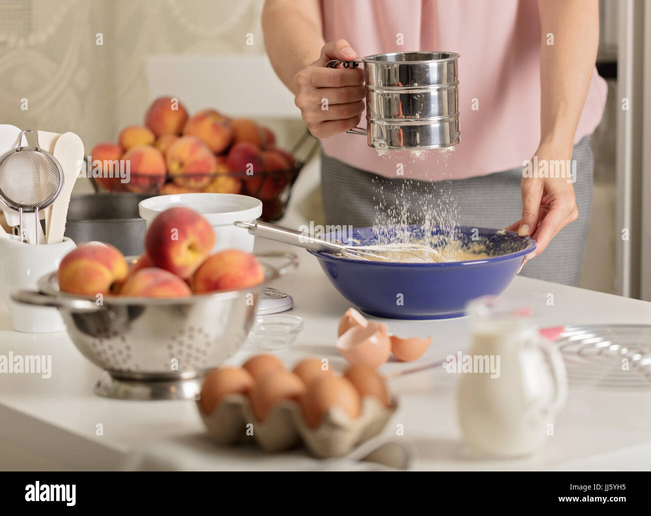 preparation of homemade peach pie kitchen accessories and products female hands in the frame selective focus - Homemade Pie Kitchen preparation of homemade peach pie kitchen accessories and products female hands in the frame selective focus - Homemade Pie Kitchen