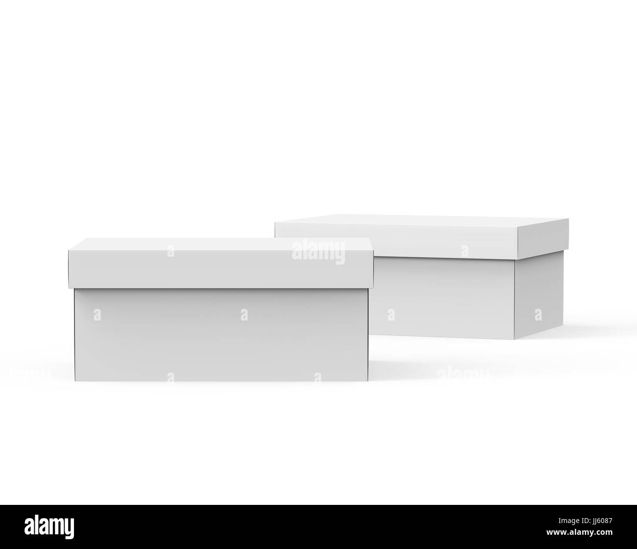 Blank paper box template, two boxes mockup with lid in 3d rendering