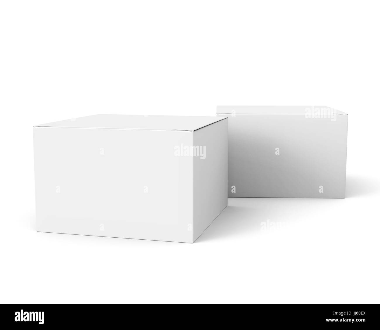 Blank paper box mockup, white paper boxes in 3d rendering isolated on