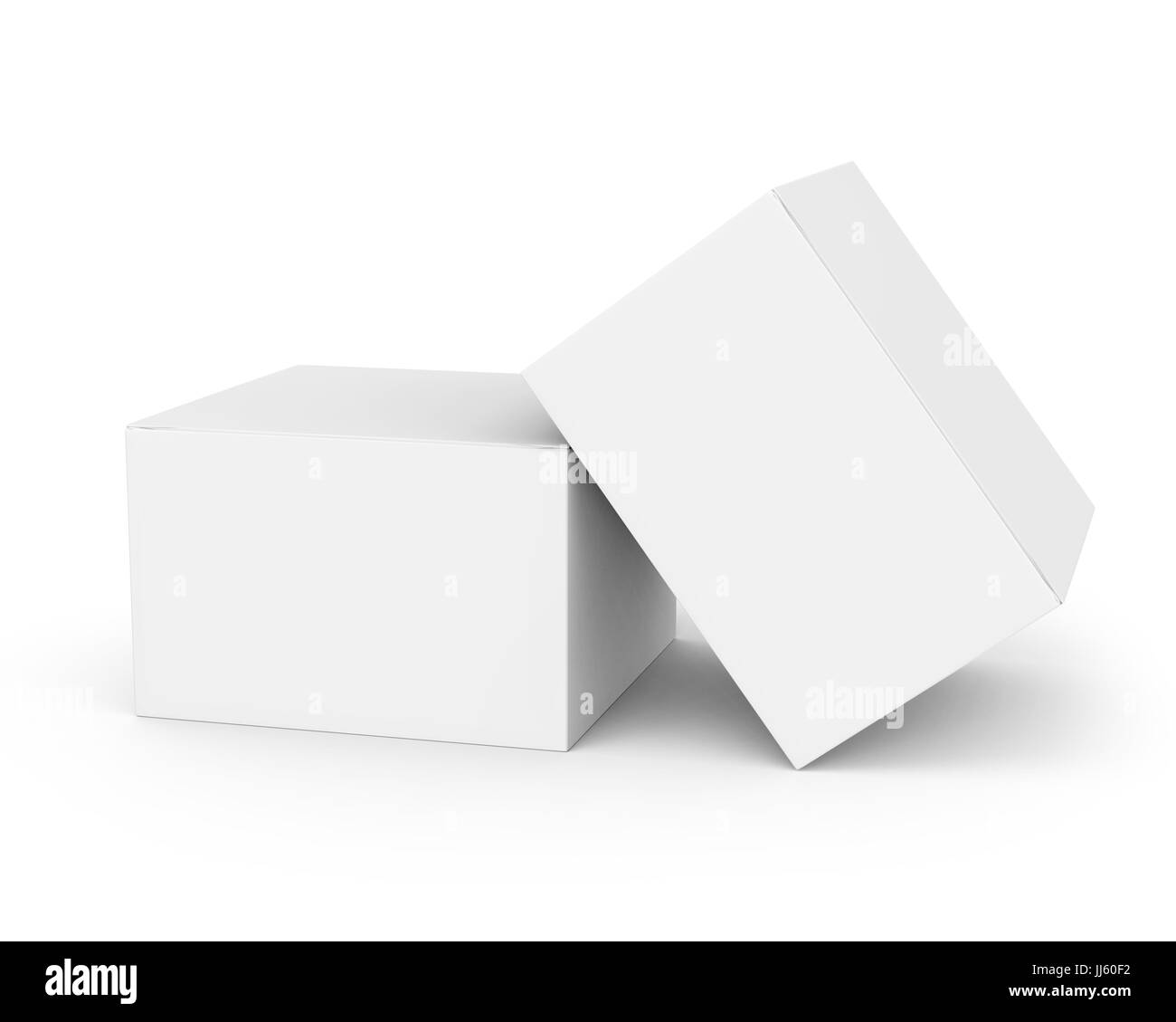Blank paper box mockup, white paper boxes in 3d rendering isolated on