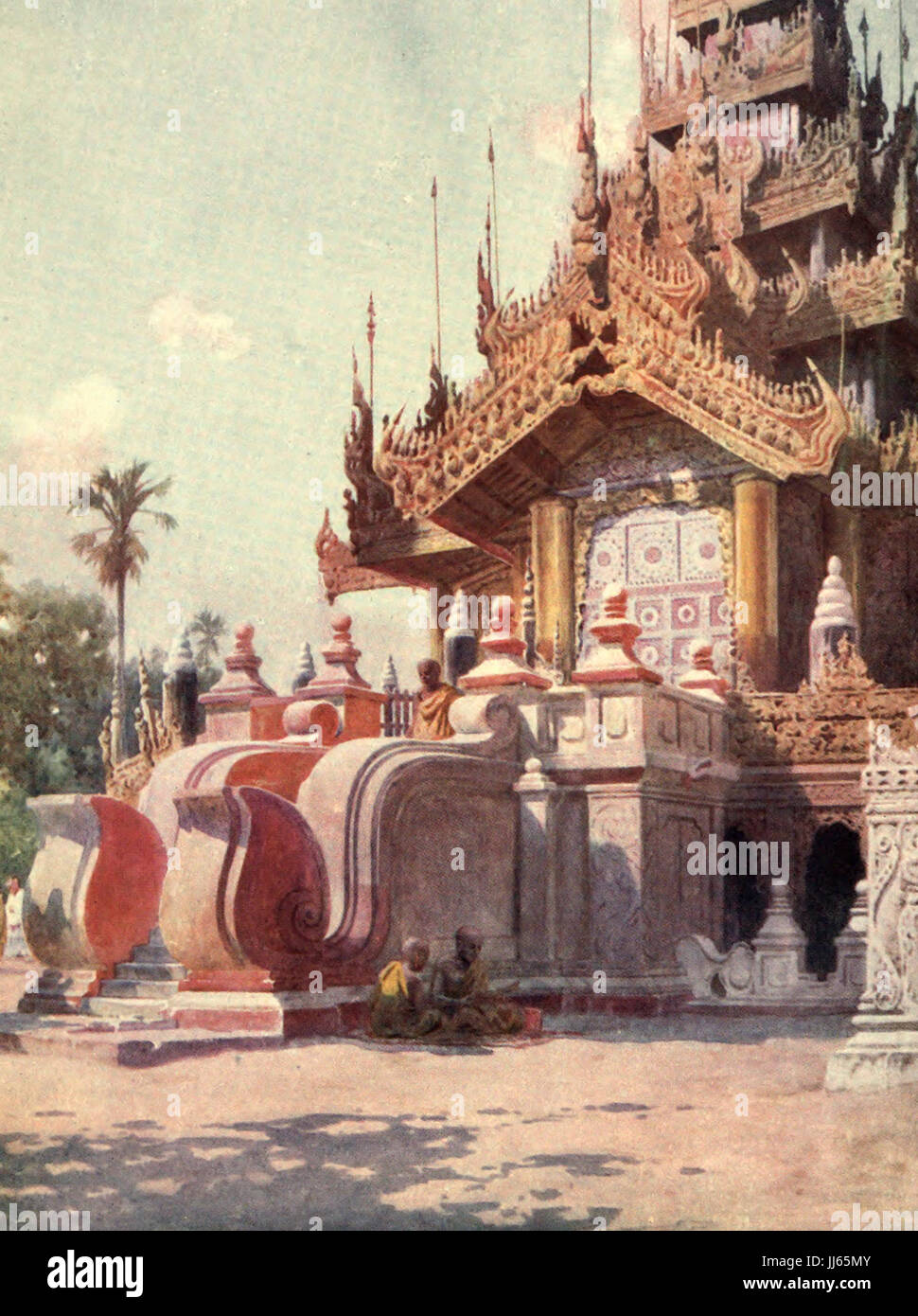 The Queen's Golden Monastery, Mandalay, Burma, circa 1908 Stock Photo