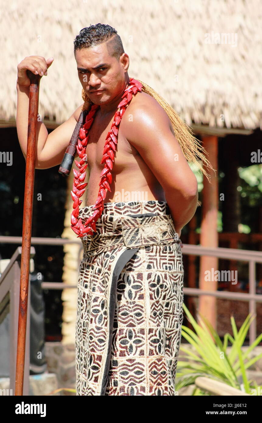 Honolulu, Hawaii - May 27, 2016:A Samoan Man poses for photos in the ...