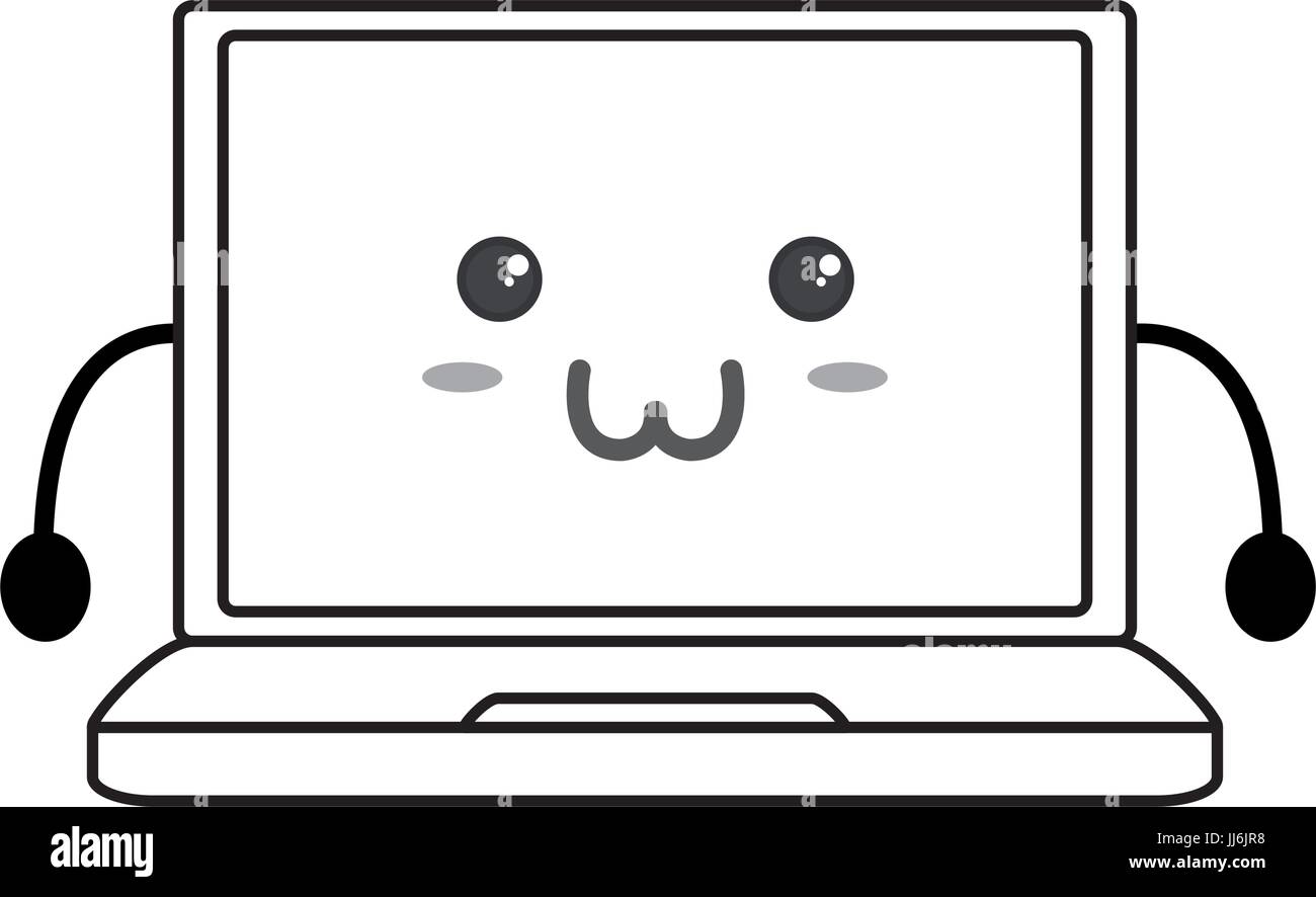 Cute laptop kawaii icon vector illustration graphic design Stock Vector ...