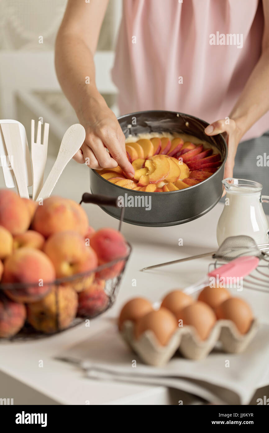 Preparation Of Homemade Peach Pie Kitchen Accessories And