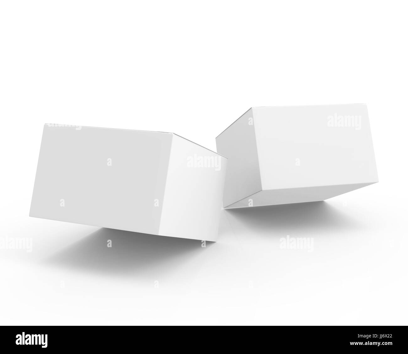 Blank paper box mockup, floating white paper boxes in 3d rendering