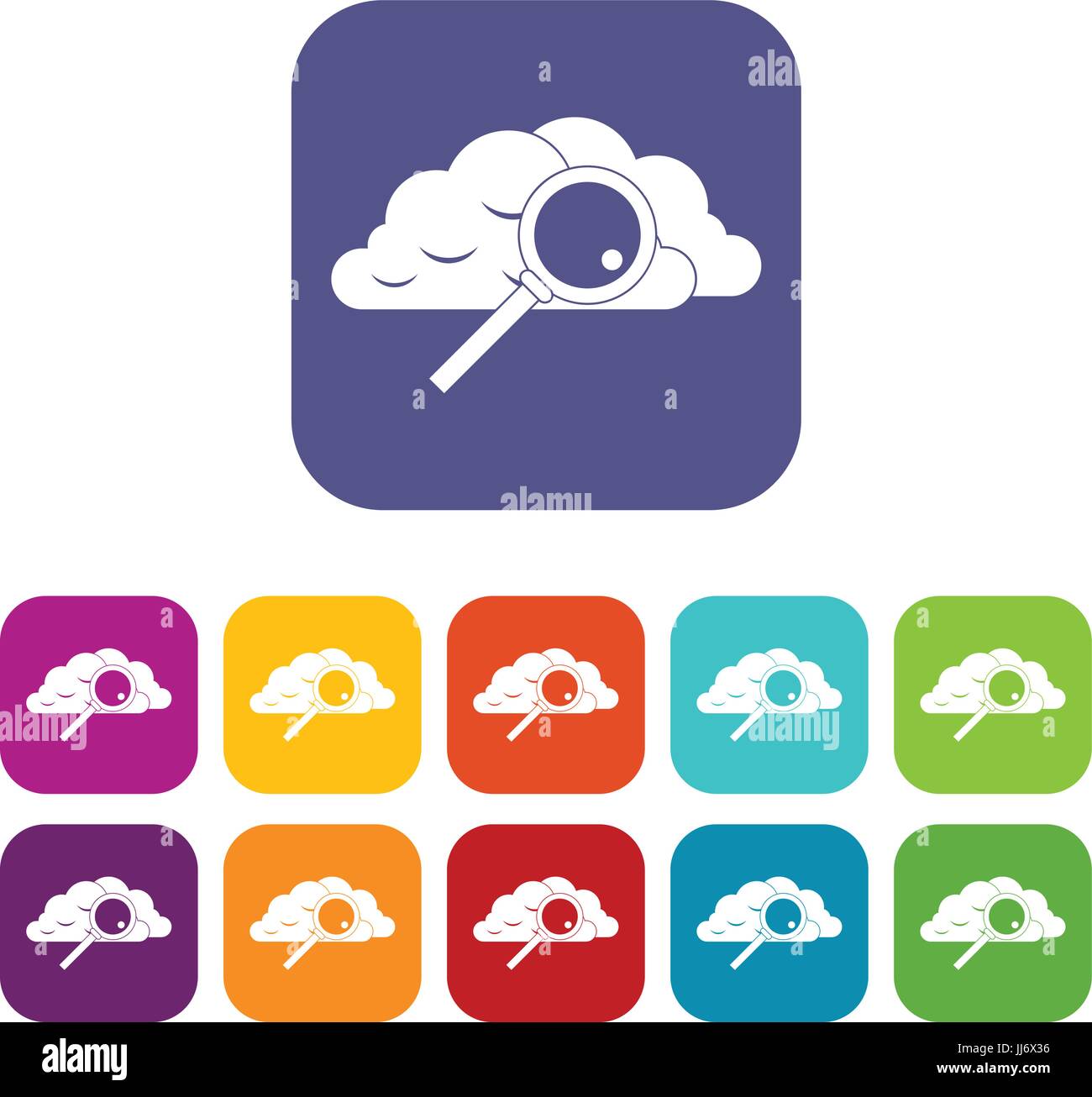 Cloud with magnifying glass icons set Stock Vector Image & Art - Alamy