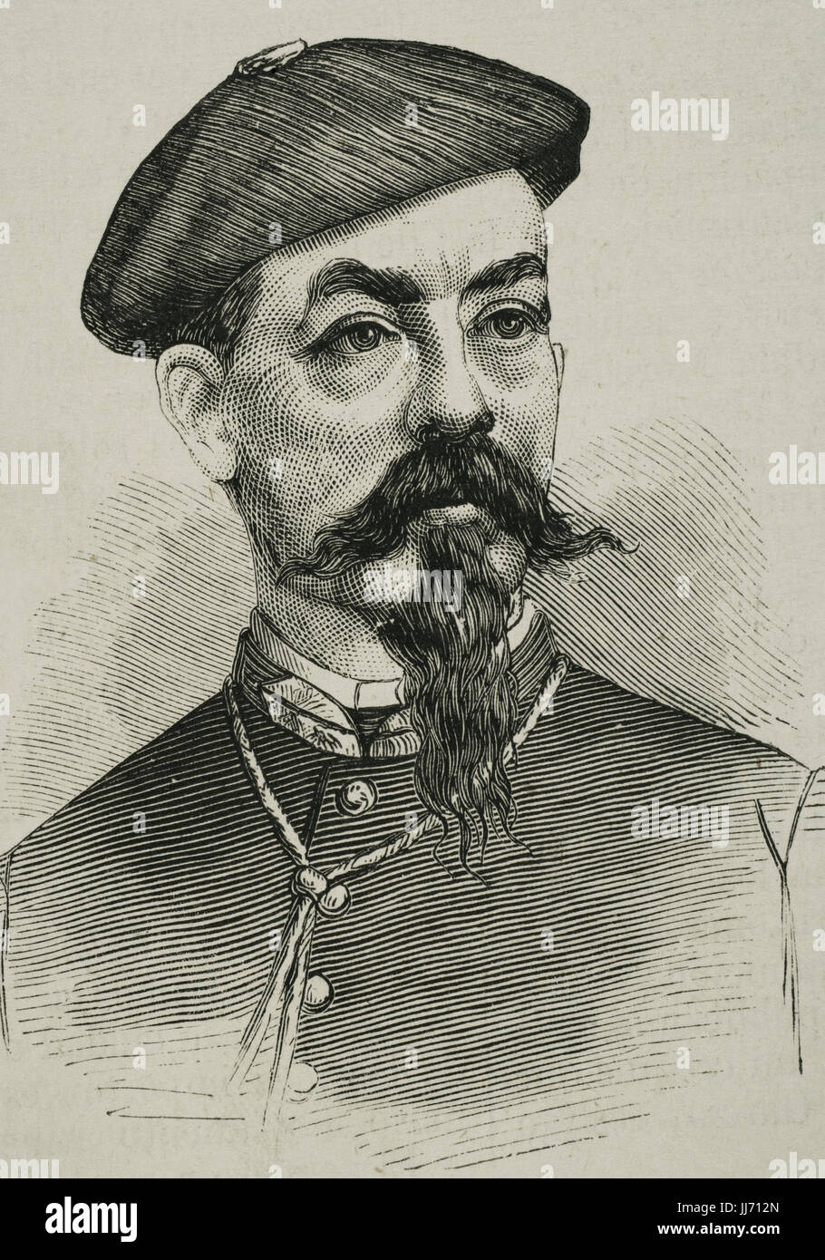 Angel Casimiro Villalain (d.1875). Commander of the Carlist troops during the Third Carlist War (Spain). The Spanish and American Illustration, 1875. Stock Photo
