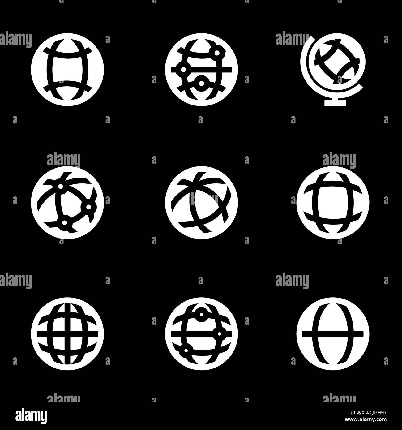Vector white world map icons set on black background Stock Vector Image ...