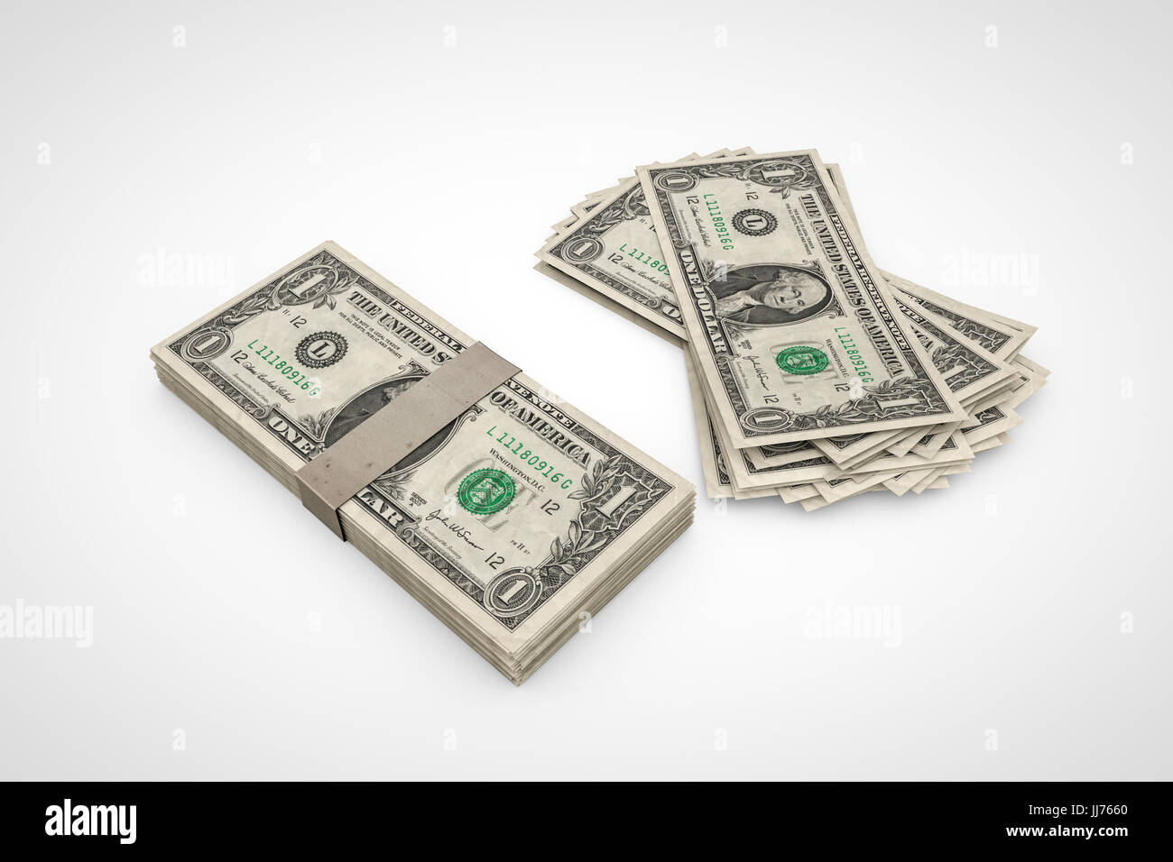 3d illustration of a dollar stack isolated on white background Stock ...