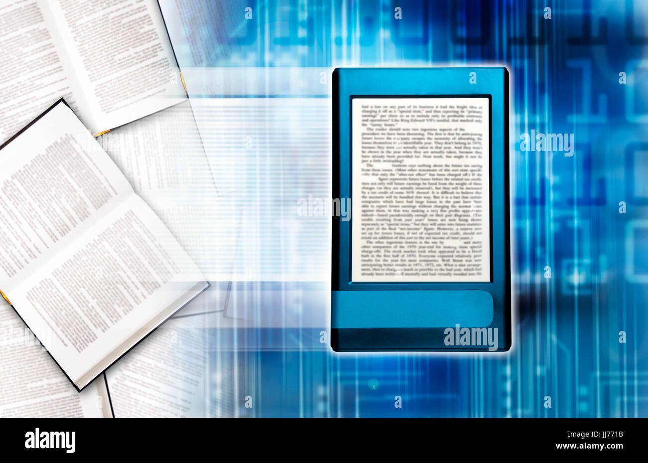 e-reader for electronic book or e-book, digital publishing concept Stock Photo