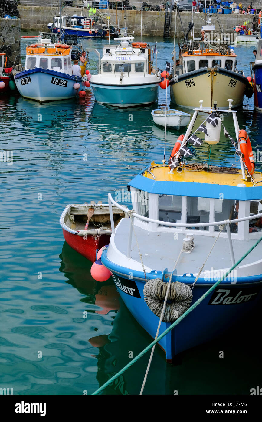 small fishing boats in Newquay Harbour Stock Photo