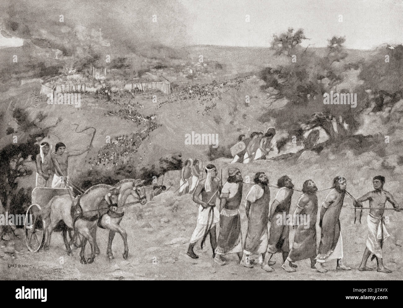 Shoshenq I marches on Judea to help his ally Jeroboam. Hedjkheperre Setepenre Shoshenq I, reigned c. 943–922 BC, aka Sheshonk or Sheshonq I. Pharaoh of ancient Egypt and the founder of the Twenty-second Dynasty.  From Hutchinson's History of the Nations, published 1915. Stock Photo