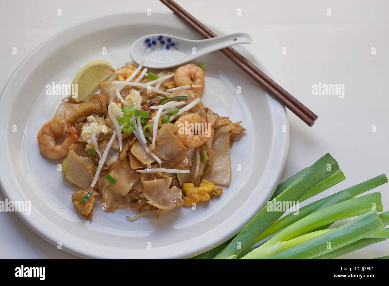 Penang Fried Flat Noodles Stock Photo