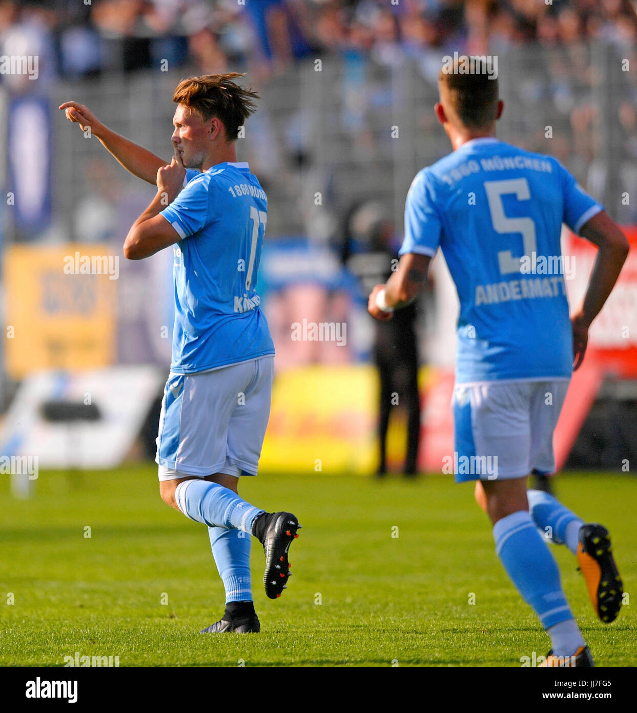 on the ground: Marco Hiller, goalwart (Munich 1860), Ayguen YLDIRIM (Verl)  after duels, action, Stock Photo, Picture And Rights Managed Image. Pic.  PAH-141549900