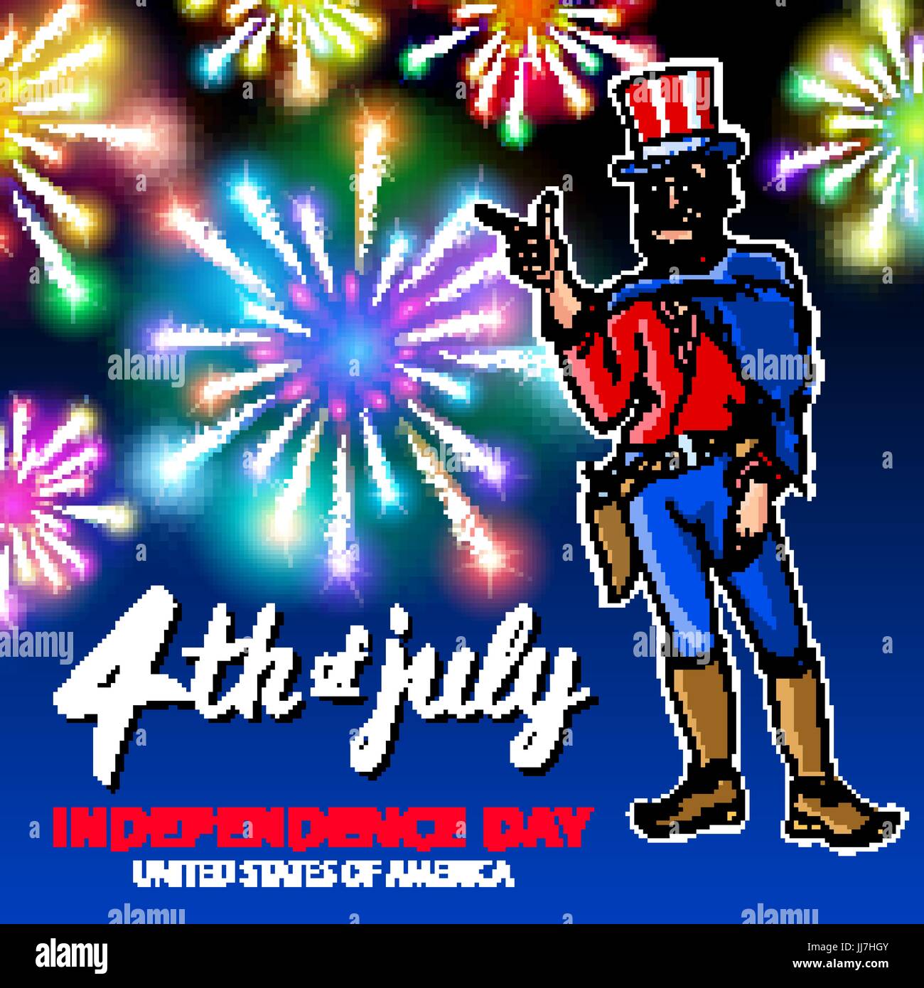 illustration of a men celebrating Independence Day Vector Poster. 4th