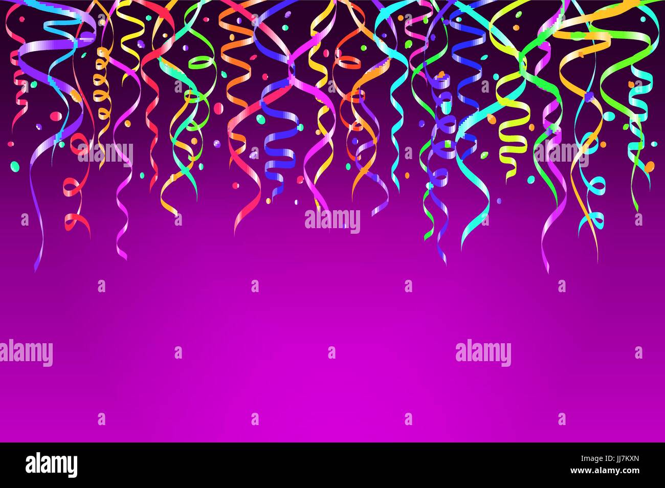 Colorul party streamers on bright background. Celebration concept. Flat