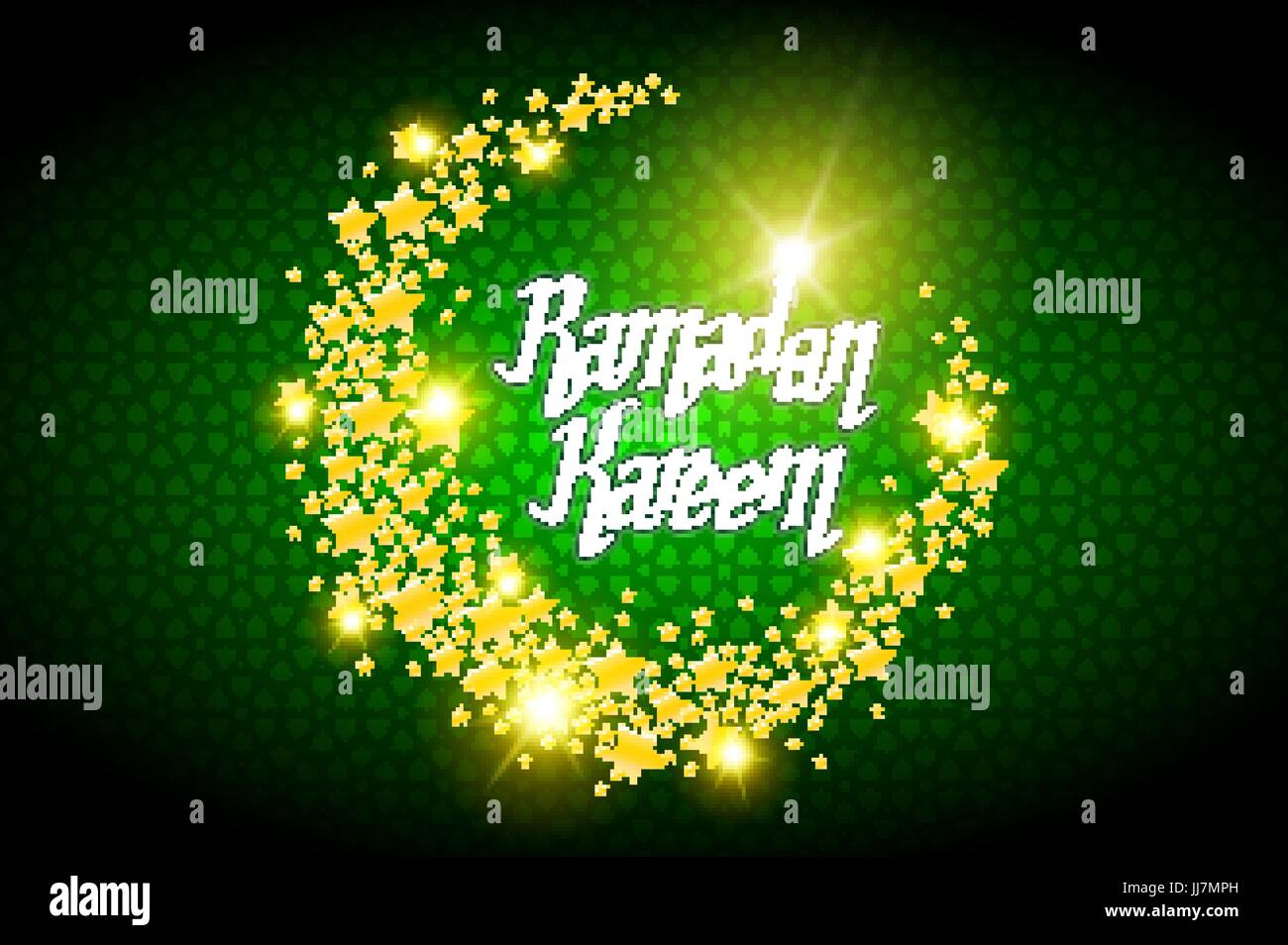 Ramadan Kareem greeting card on green background. Vector illustration. art Stock Vector